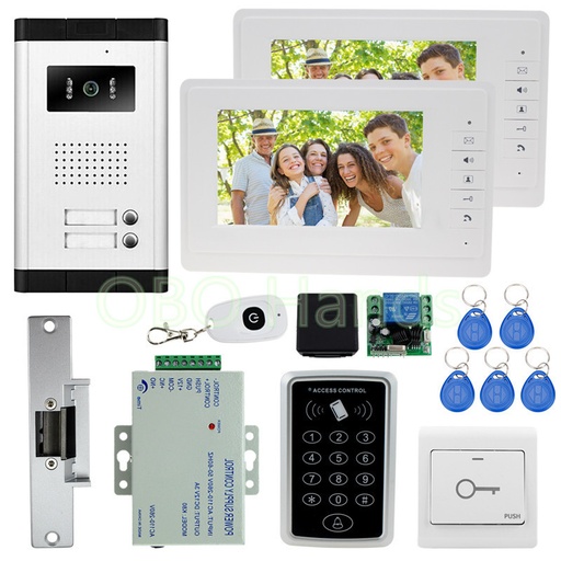 [XSL-520XV70F-HK] 7''顏色視頻門電話對講機與RFID門訪問控制鍵盤系統套件套件 +ELEC